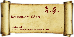 Neupauer Géza névjegykártya